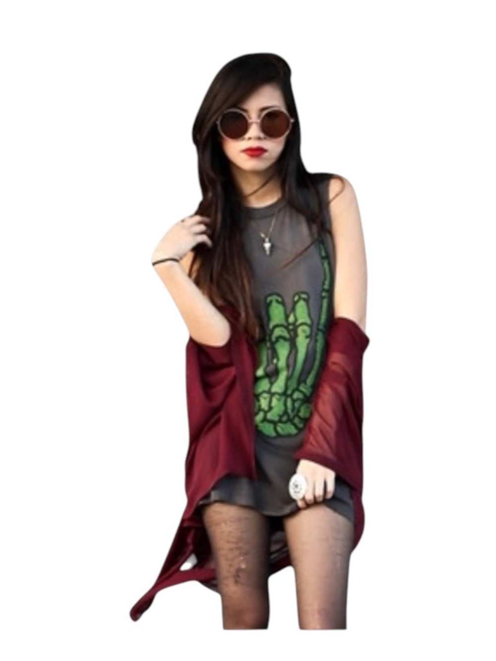 HTF: UNIF ☻ Rock Festival Grunge Skeleton Hand Muscle Tee Tank ☻ Dirty Black M